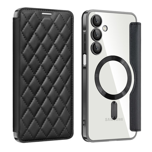 Samsung Galaxy A16 5G Shield MagSafe RFID Anti-theft Rhombus Leather Phone Case - Black